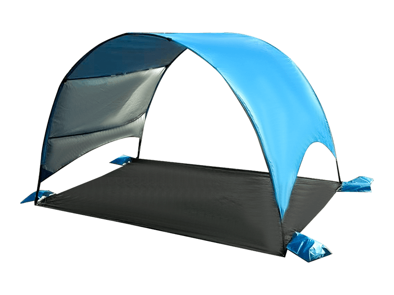 Outdoor strandcampingtent met geïntegreerde grondmat