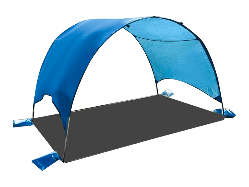 Outdoor strandcampingtent met geïntegreerde grondmat