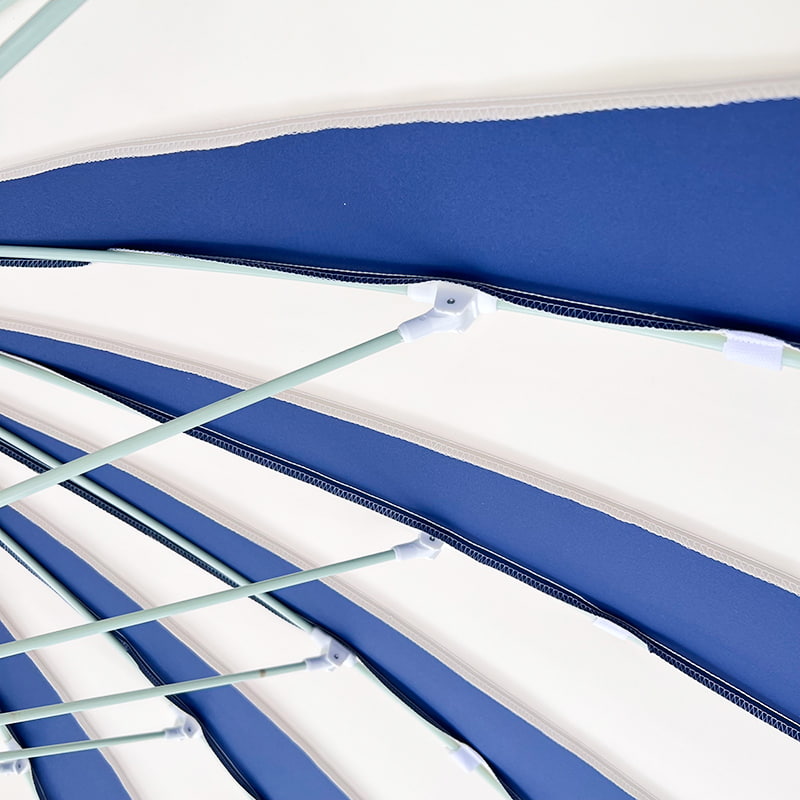 2,5 m blauw-witte patchwork pagodeparaplu